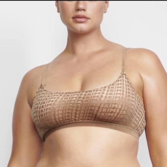 SKIMS Velvet Logo Scoop Bralette Chai Womens XL - Picture 2 of 10